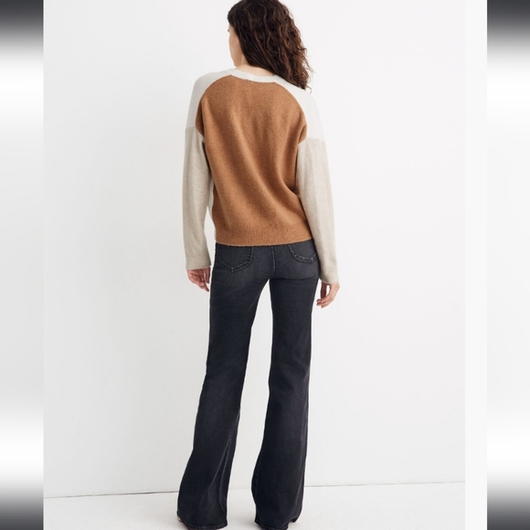 Madewell Short Kent Ex Boyfriend Heather Timber Cream and Tan Cardigan Sweater - Picture 12 of 14